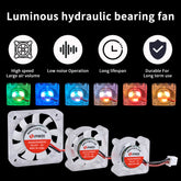 Luminous hydraulic bearing fan 12V/24V 2510/3010/4010 LED Light Silent Hydraulic Bearing Fan Cooler Heatsink For 3D Printer